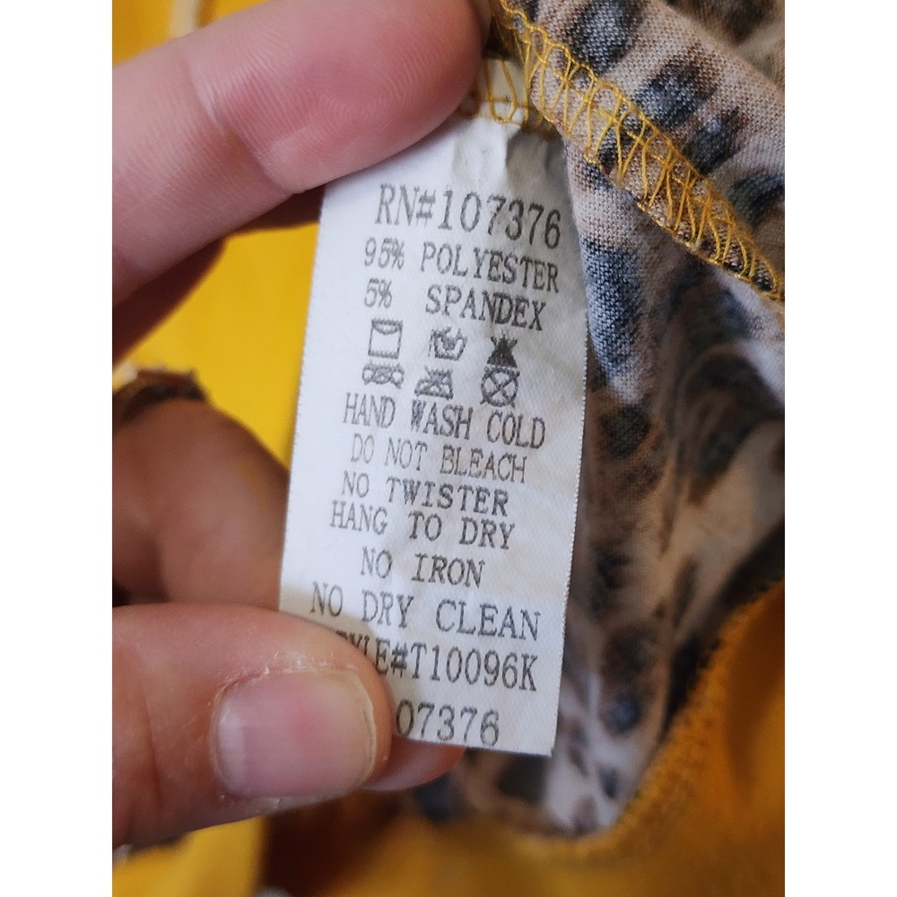 Shadrielle Clothing Mustard Yellow Leopard Print Funnel Neck Hoodie Size Large - Picture 5 of 6